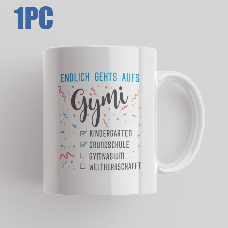Tailorly White Ceramic 11 oz Mug - Festive Colorful Confetti Scattering Over Educational Progress Checklist Design Mug