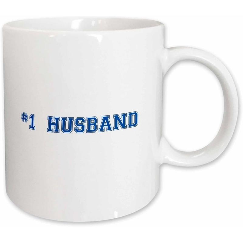Tailorly White Ceramic 11 oz Mug - Number One Husband Simple Clean White Ceramic Body With Sturdy Handle Gift Mug
