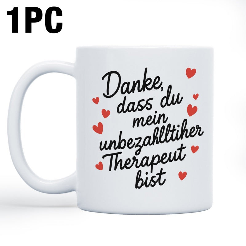Tailorly White Ceramic 11 oz Mug - Minimalist With Small Red Hearts Scattered Around Mug