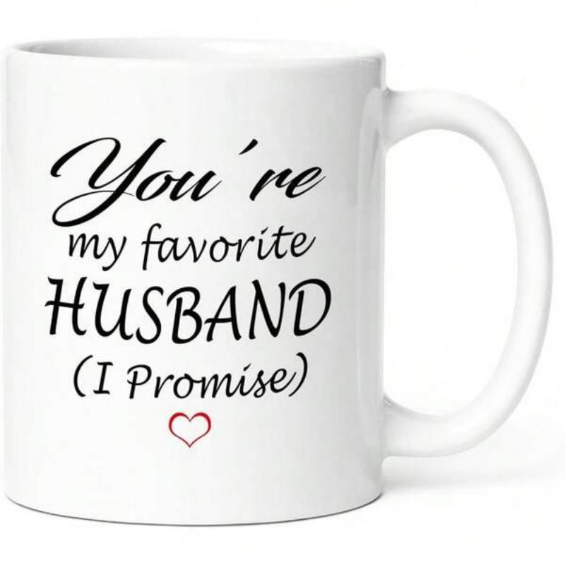 Tailorly White Ceramic 11 oz Mug - Youre My Favorite Husband I Promise Polished White Ceramic Material Featuring A Small Minimalist Heart Mug