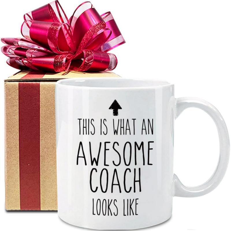 Tailorly White Ceramic 11 oz Mug - This Is What An Awesome Coach Looks Like Simple Black Upward Arrow Printed On A Clean Minimalist Ceramic Surface Mug