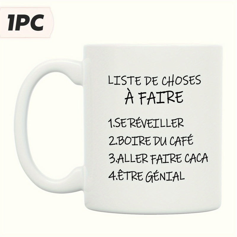 Tailorly White Ceramic 11 oz Mug - Minimalist Handwritten List Design On A Sleek Ceramic