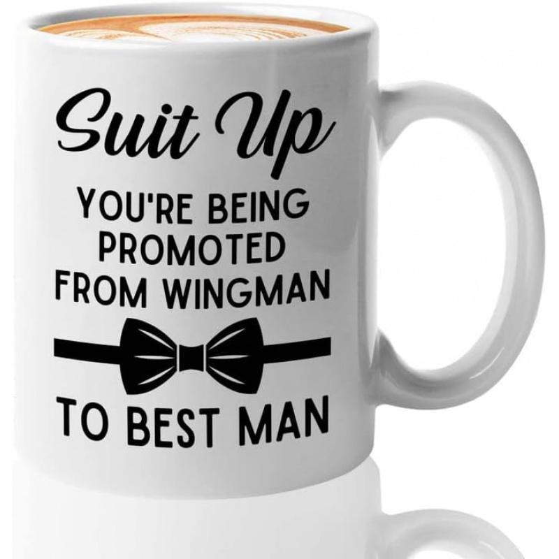 Tailorly White Ceramic 11 oz Mug - Suit Up Youre Being Promoted From Wingman To Best Man Elegant Black Bow Tie Centered On A Clean Mug