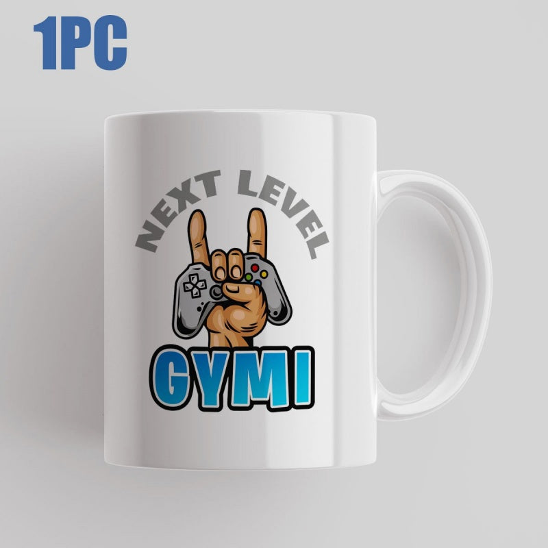 Tailorly White Ceramic 11 oz Mug - Next Level Gym Strong Hand Holding A Video Game Controller With Rock Symbol Gesture Controller