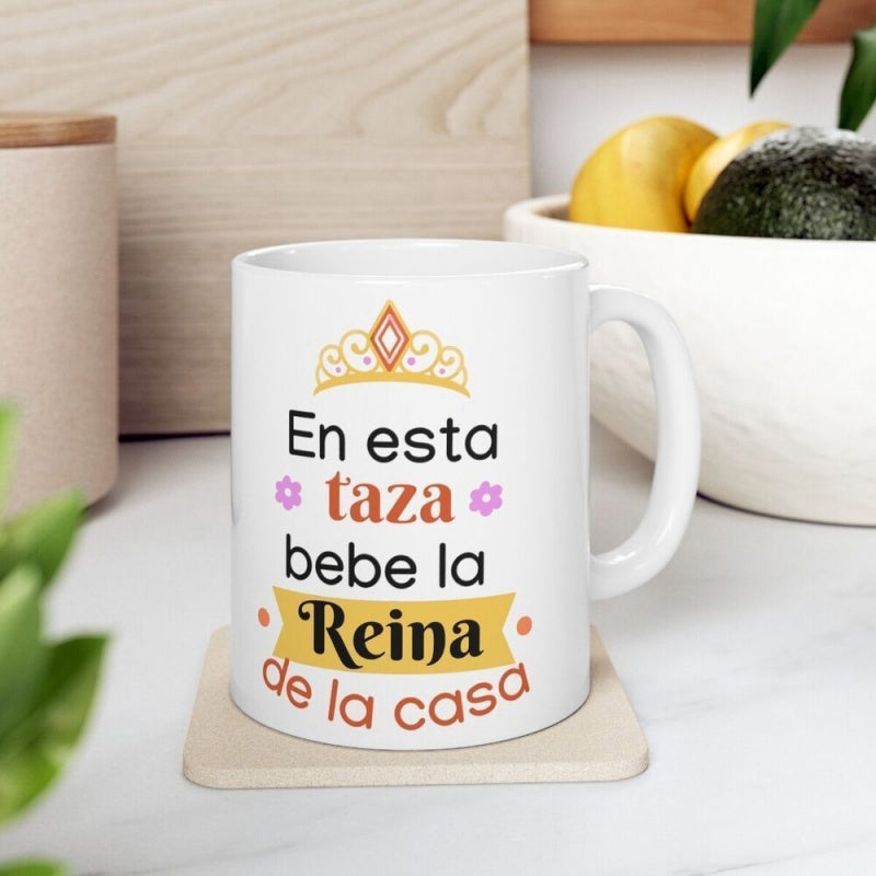 Tailorly White Ceramic 11 oz Mug - Golden Royal Tiara With Ornate Details And Colorful Floral Accents Crown