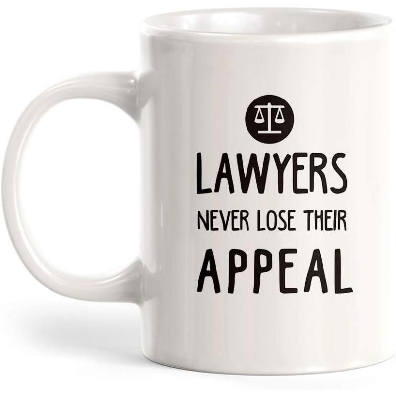 Tailorly White Ceramic 11 oz Mug - Lawyers Never Lose Their Appeal Minimalist Scales Of Justice Icon On A Polished