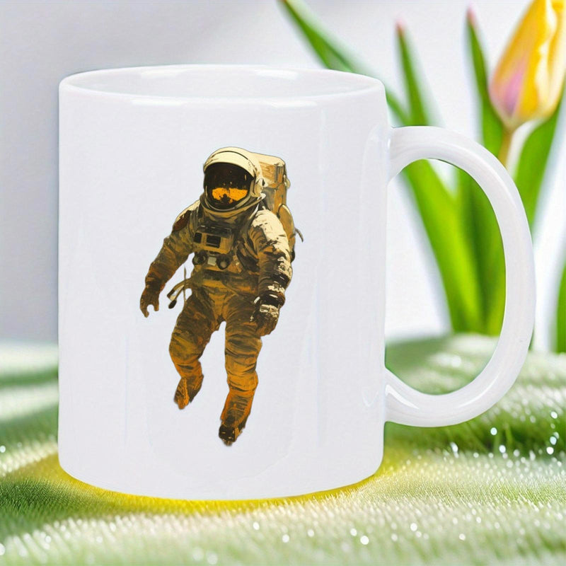 Tailorly White Ceramic 11 oz Mug - Majestic Explorer Floating Weightless In The Vast Galactic Cosmic Void Astronaut