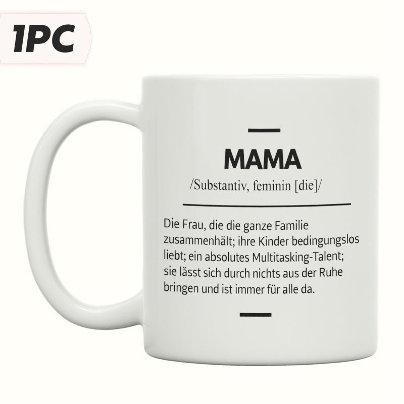 Tailorly White Ceramic 11 oz Mug - Mama Minimalist White Ceramic With Elegant Black Dictionary Style Definition Design Mug