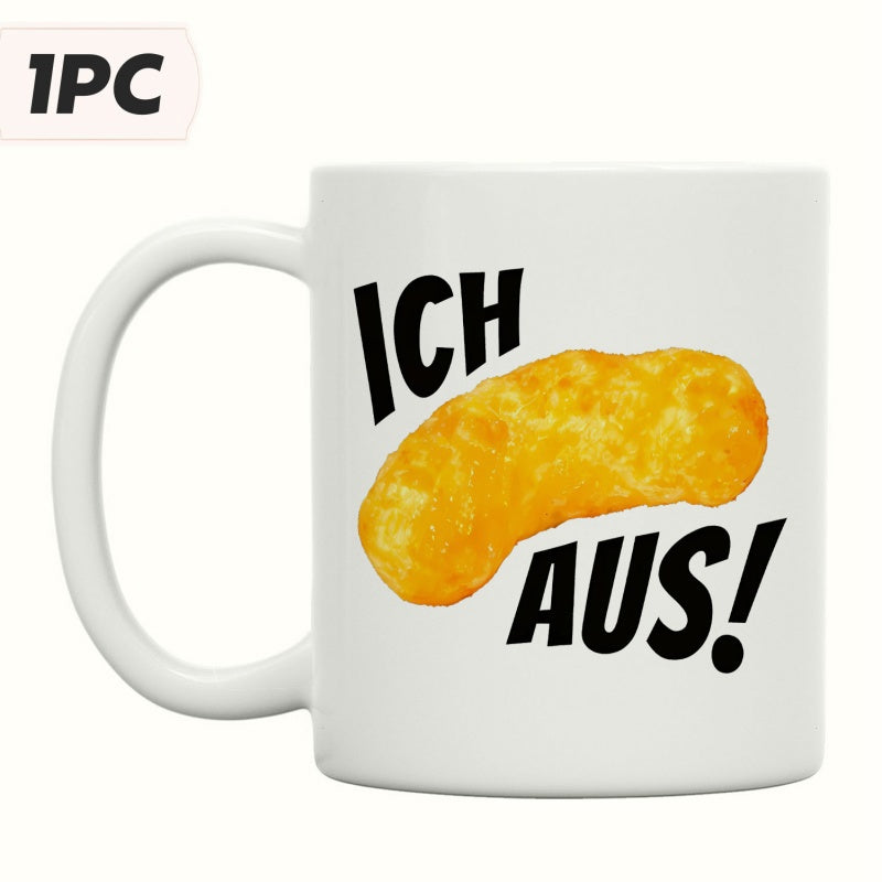 Tailorly White Ceramic 11 oz Mug - Crunchy Orange Crispy Corn Snack Against A Minimalist Background Puff