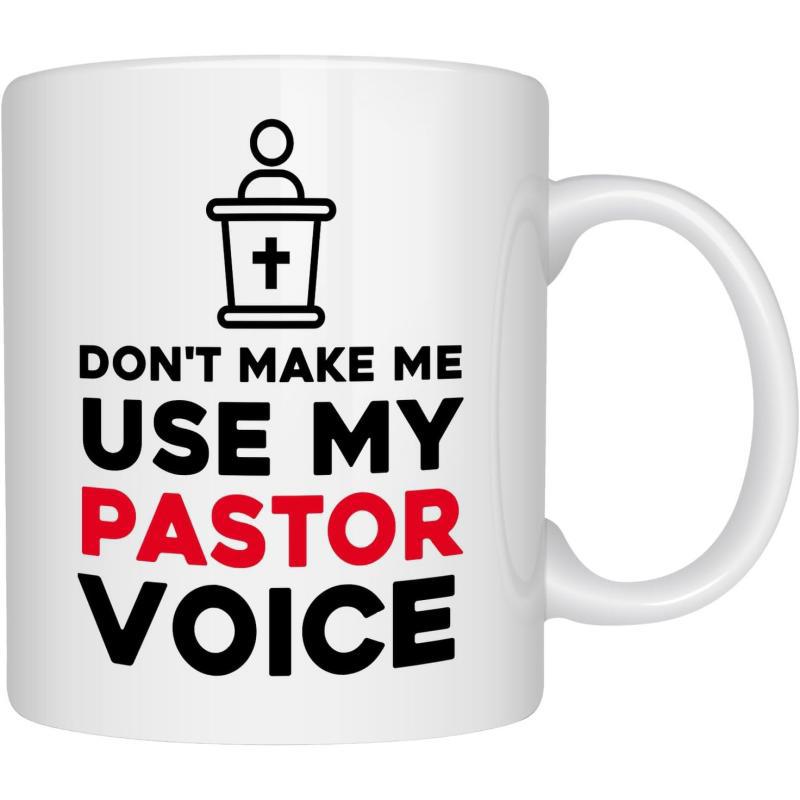 Tailorly White Ceramic 11 oz Mug - Don't Make Me Use My Pastor Voice Minimalist Black Line Art Icon Of Person Standing Behind A Pulpit
