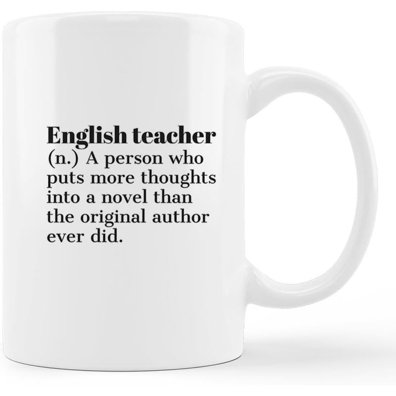 Tailorly White Ceramic 11 oz Mug - English Teacher Definition Sleek Featuring Minimalist Black Printed Definition Text Mug