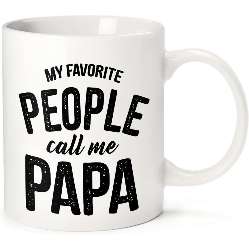 Tailorly White Ceramic 11 oz Mug - My Favorite People Call Me Papa Classic With Bold Textured Lettering Mug