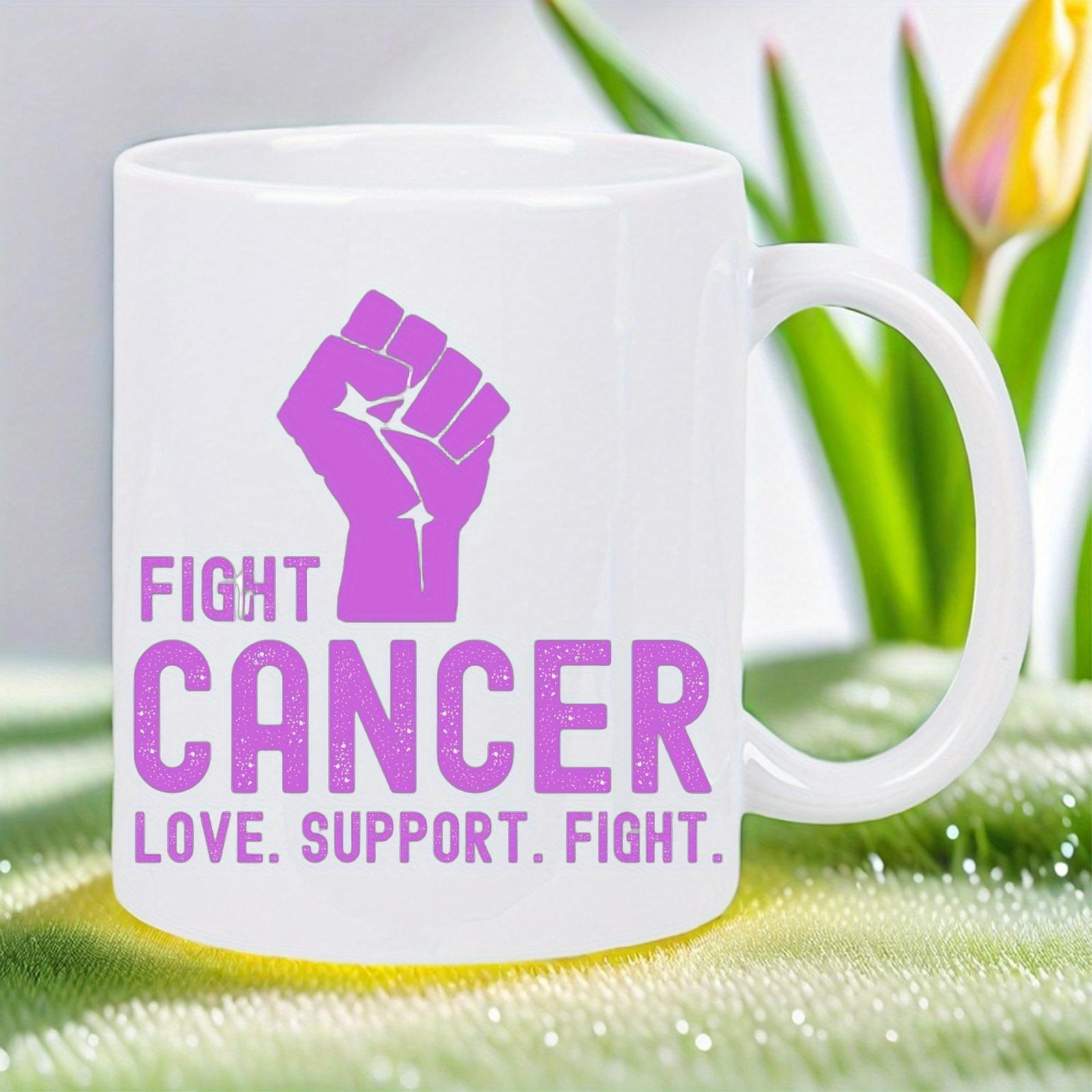 Tailorly White Ceramic 11 oz Mug - Fight Cancer Love Support Fight Bold Purple Clenched Silhouette Symbolizing Courage And Powerful Unity Fist