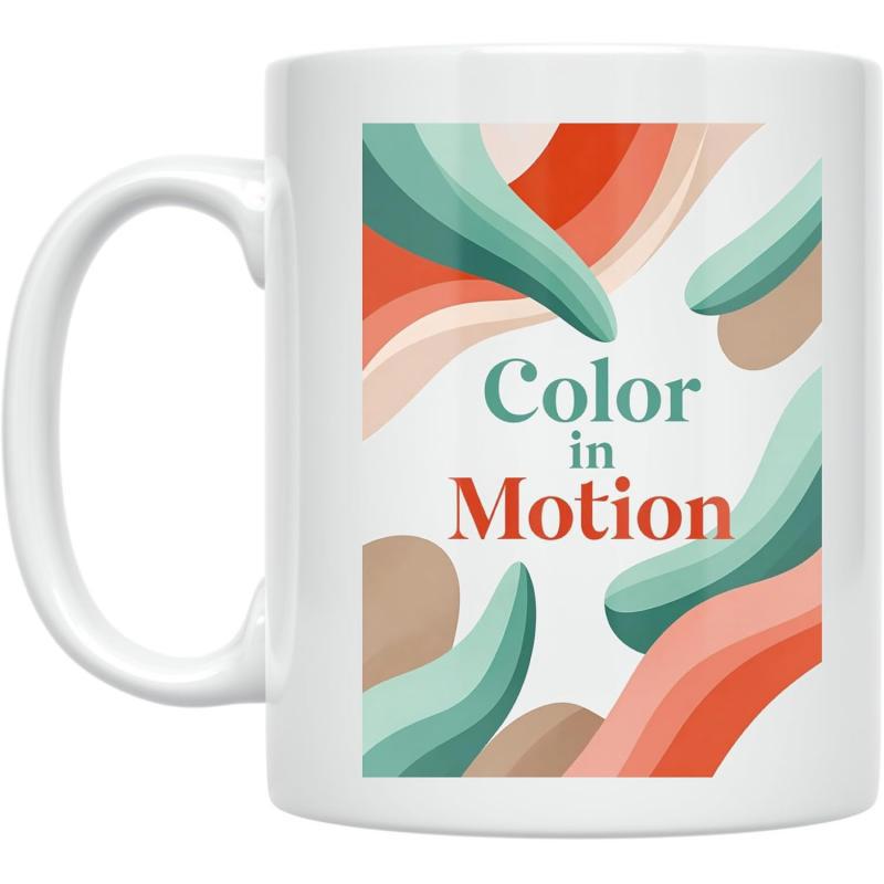 Tailorly White Ceramic 11 oz Mug - Color In Motion Vibrant Flowing Pastel Wavy Shapes With Elegant Artistic Composition Pattern