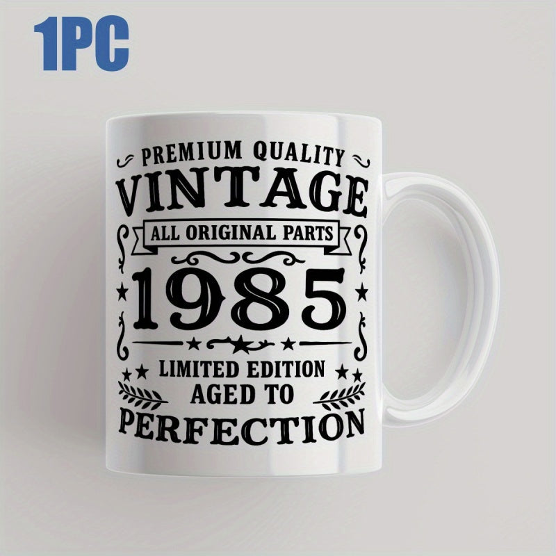 Tailorly White Ceramic 11 oz Mug - Premium Quality Vintage All Original Parts 1985 Limited Edition Aged To Perfection Ornate Decorative Border Featuring Stars And