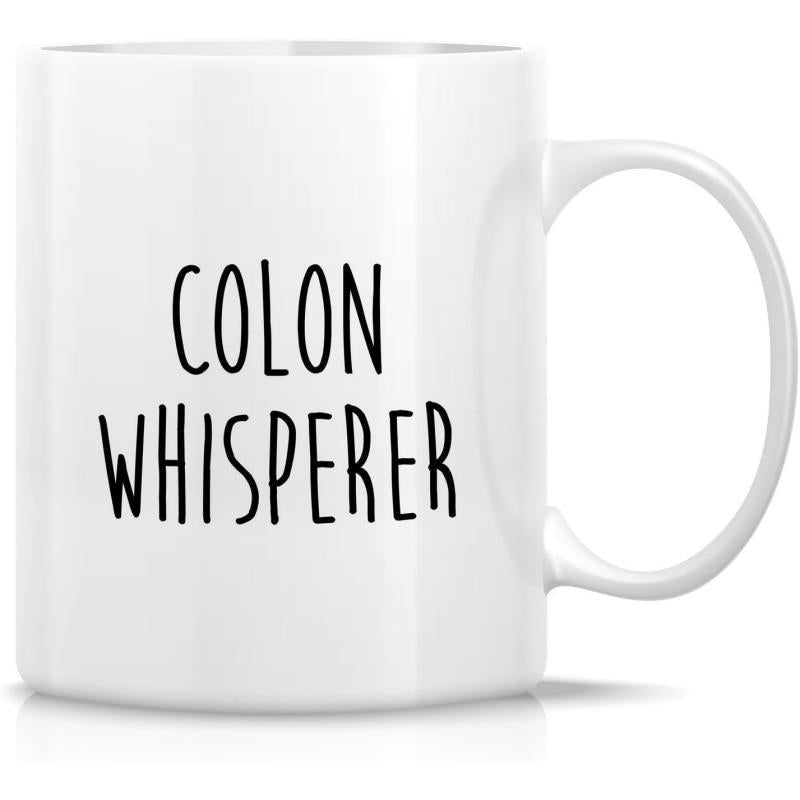 Tailorly White Ceramic 11 oz Mug - Colon Whisperer Simple Minimalist Ceramic Drinkware Featuring Hand Lettered Aesthetic Mug