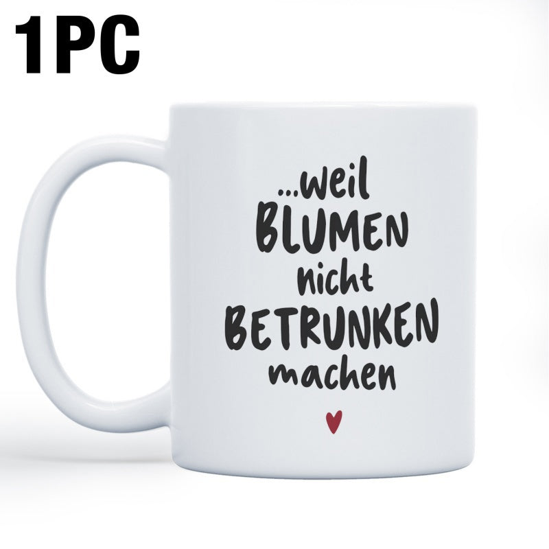 Tailorly White Ceramic 11 oz Mug - Simple Red Heart Symbol With Elegant Handwritten Lettering On Ceramic Heart