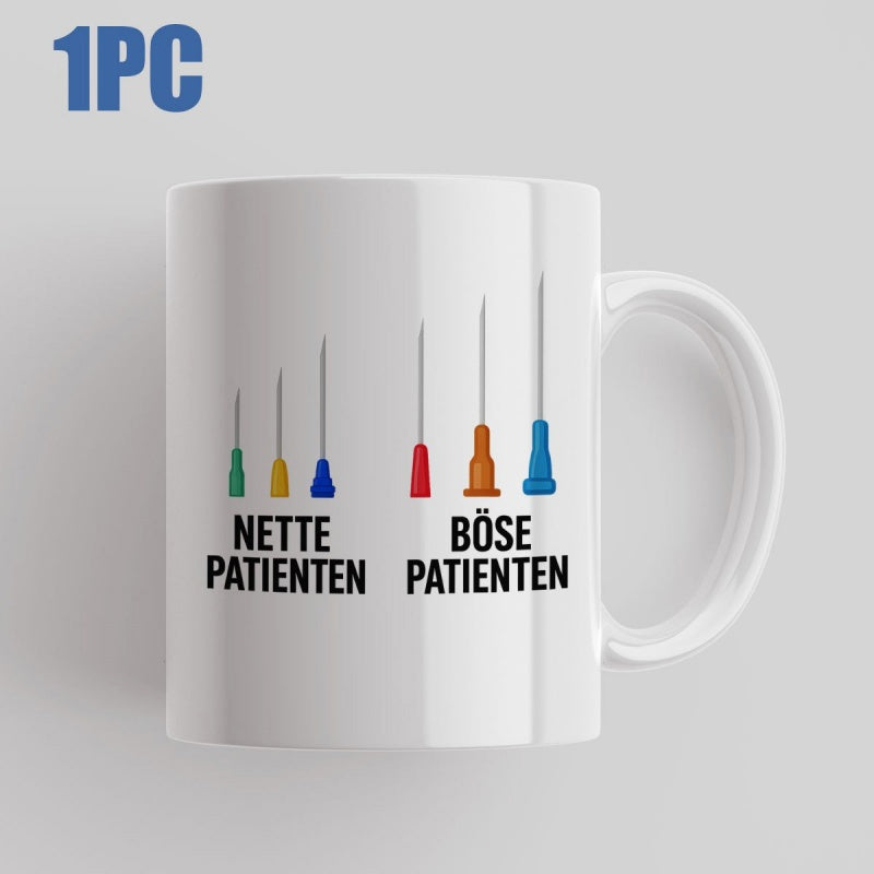 Tailorly White Ceramic 11 oz Mug - Minimalist Row Of Colorful Medical Syringes Arranged On Clean White Surface Needles