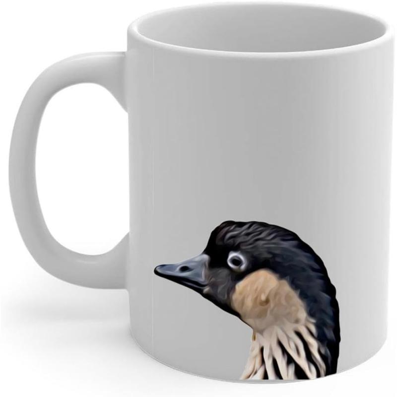 Tailorly White Ceramic 11 oz Mug - Realistic Portrait Featuring The Distinctive Black And White Head Profile Of A Goose