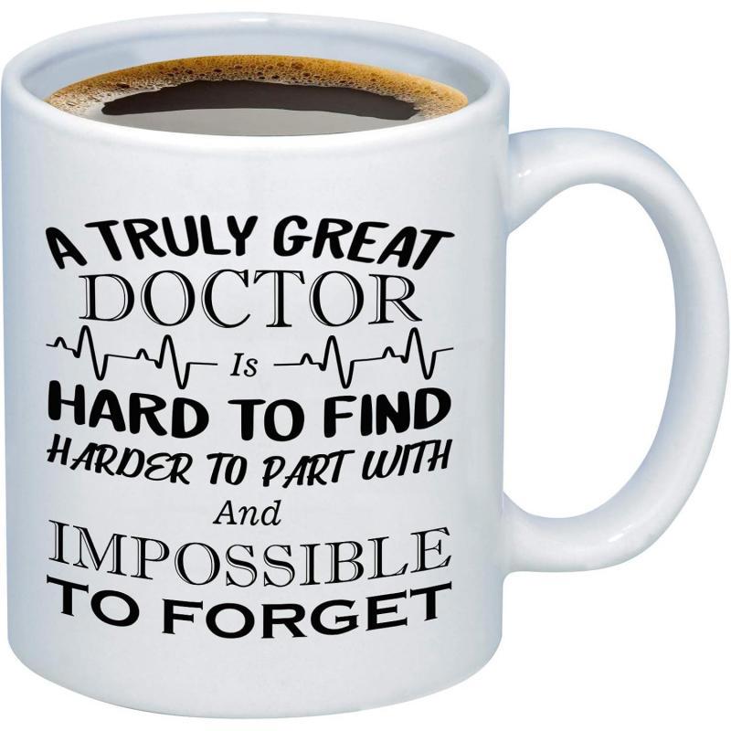 Tailorly White Ceramic 11 oz Mug - A Truly Great Doctor Is Hard To Find Harder To Part With And Impossible To Forget Minimalist Medical Rhythmic Heartbeat Line