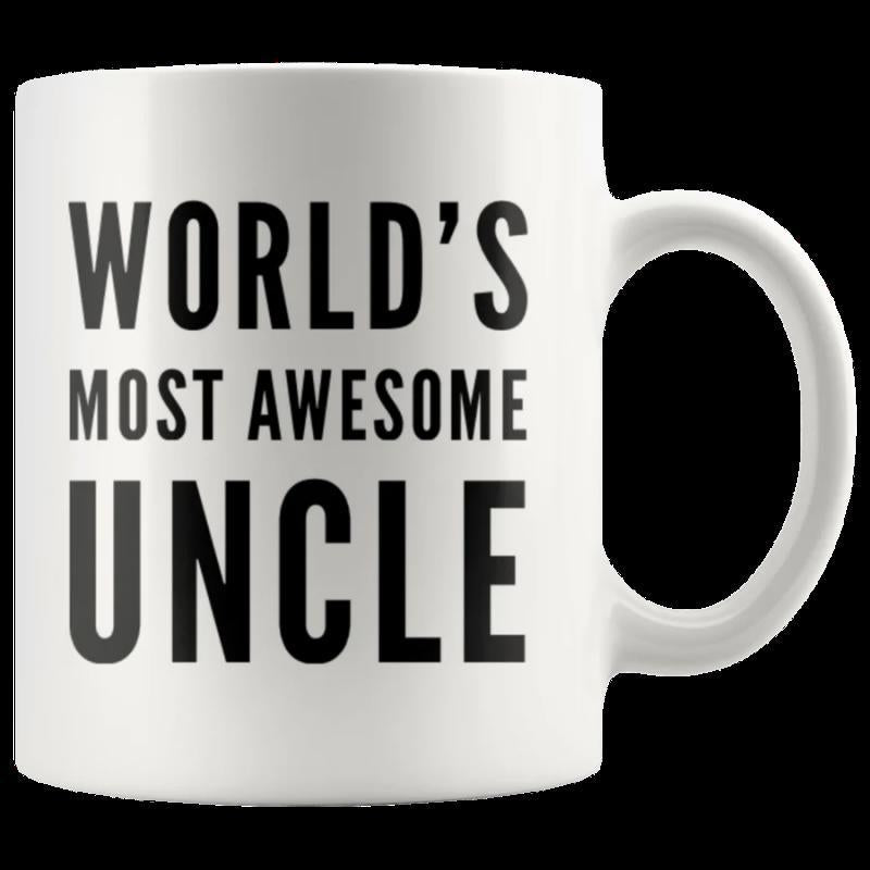 Tailorly White Ceramic 11 oz Mug - Worlds Most Awesome Uncle Simple Classic White Ceramic Drinkware Featuring Solid Handle Mug