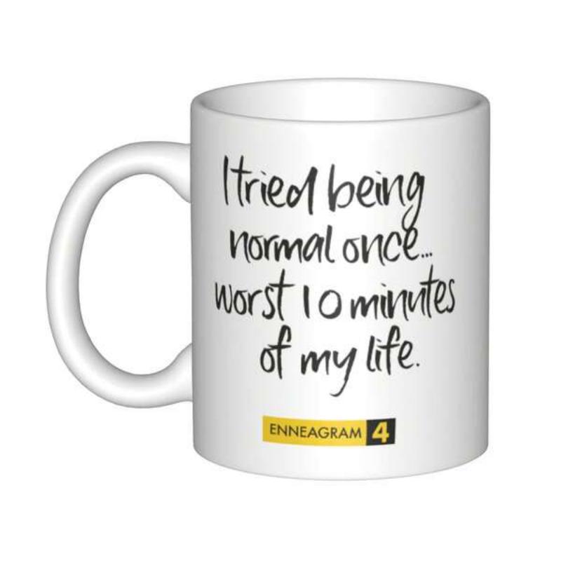Tailorly White Ceramic 11 oz Mug - I Tried Being Normal Once Worst 10 Minutes Of My Life Enneagram 4 Classic White Ceramic Body Featuring Clean Minimalist Black