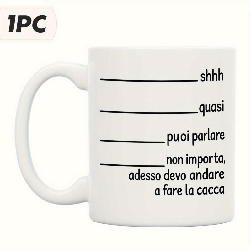 Tailorly White Ceramic 11 oz Mug - Shhh Minimalist Horizontal Lines Marking Liquid Levels On A