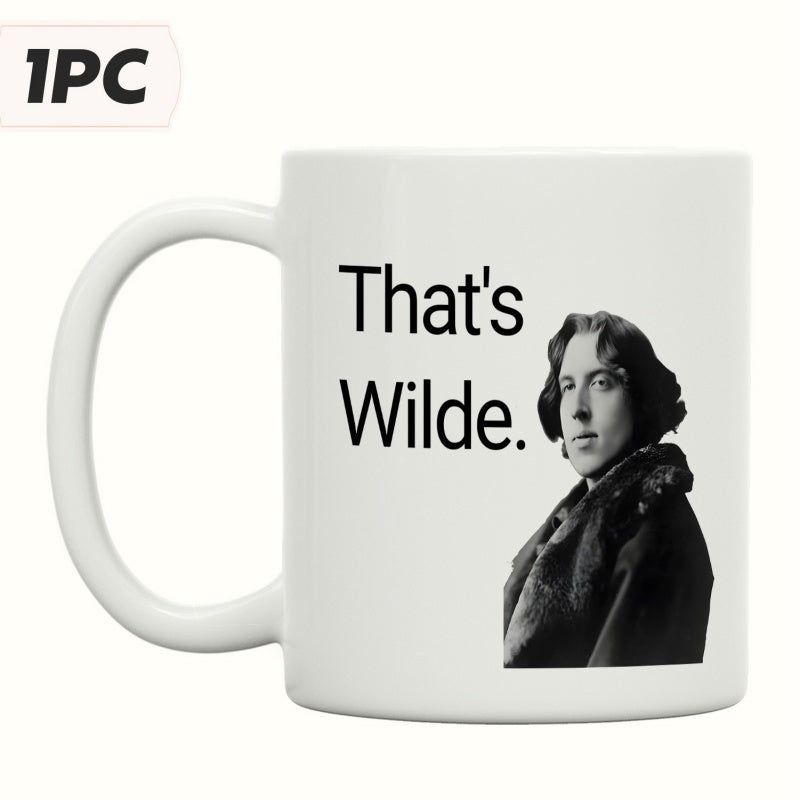 Tailorly White Ceramic 11 oz Mug - Thats Wilde Vintage Literary Figure With Classic Monochrome Shading Effect Portrait