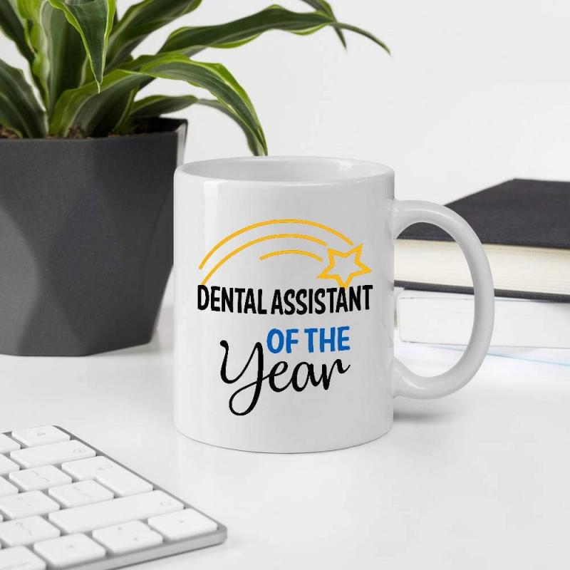 Tailorly White Ceramic 11 oz Mug - Dental Assistant Of The Year Bright Yellow Shooting Star Arching Over Professional Recognition Text On Ceramic Mug