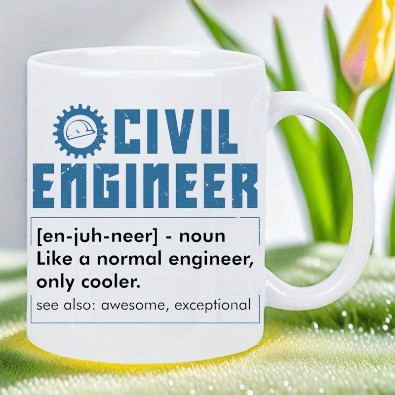 Tailorly White Ceramic 11 oz Mug - Civil Engineer Like A Normal Engineer Only Cooler Industrial Blue Gear With Protective Construction Safety Hard Hat Gear