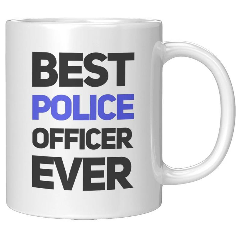 Tailorly White Ceramic 11 oz Mug - Best Police Officer Ever Minimalist Ceramic Surface With Bold Professional Typography Mug