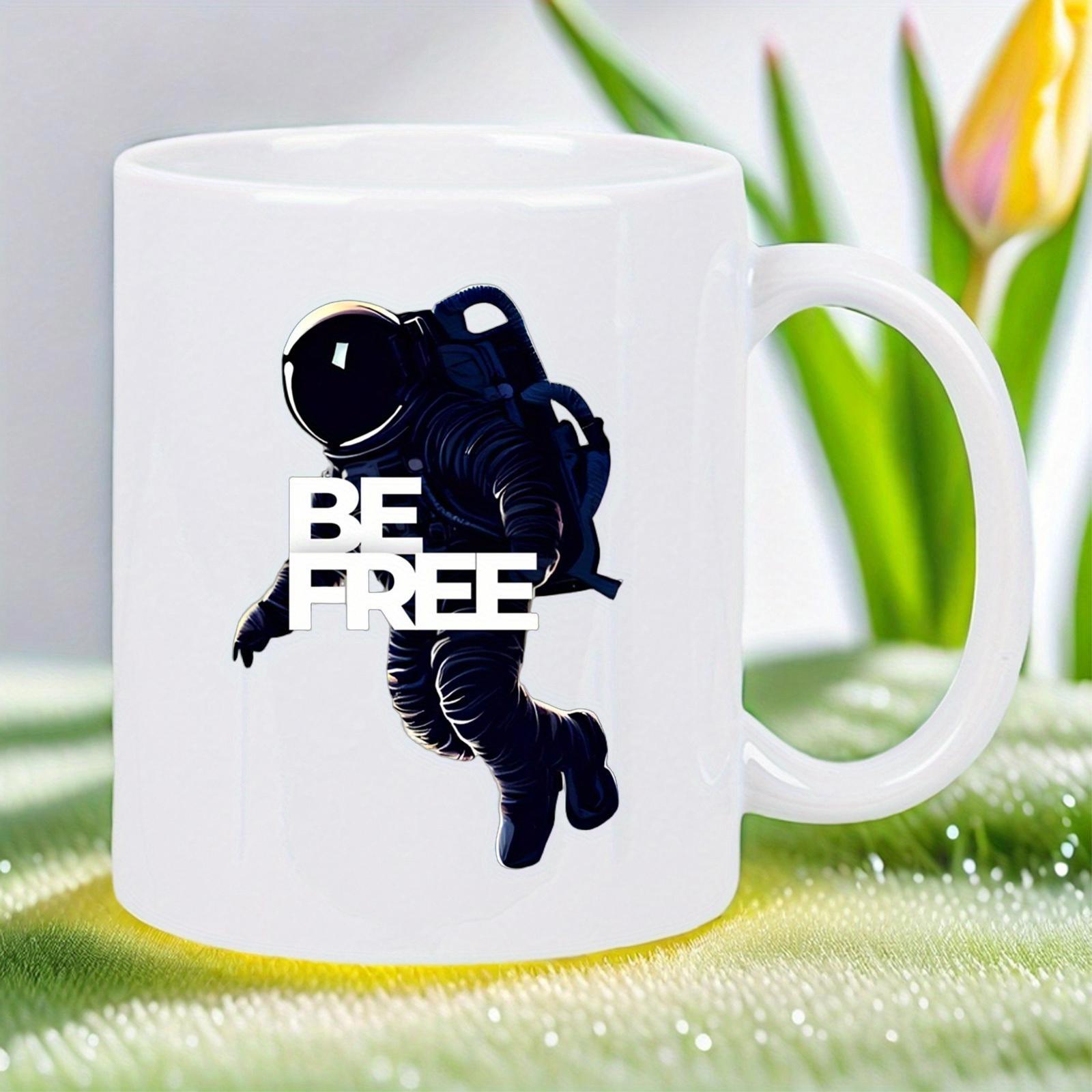Tailorly White Ceramic 11 oz Mug - Be Free Floating Dark Space Suit Figure Drifting Through Silent Void Astronaut
