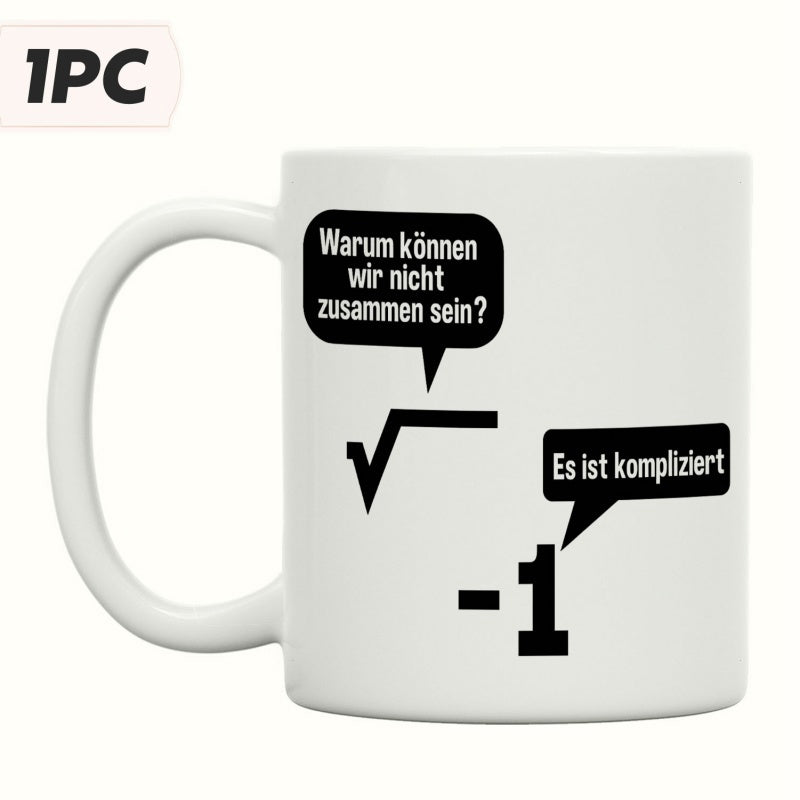 Tailorly White Ceramic 11 oz Mug - Minimalist Black Mathematical Formula With Square Root And Speech Bubble Mug