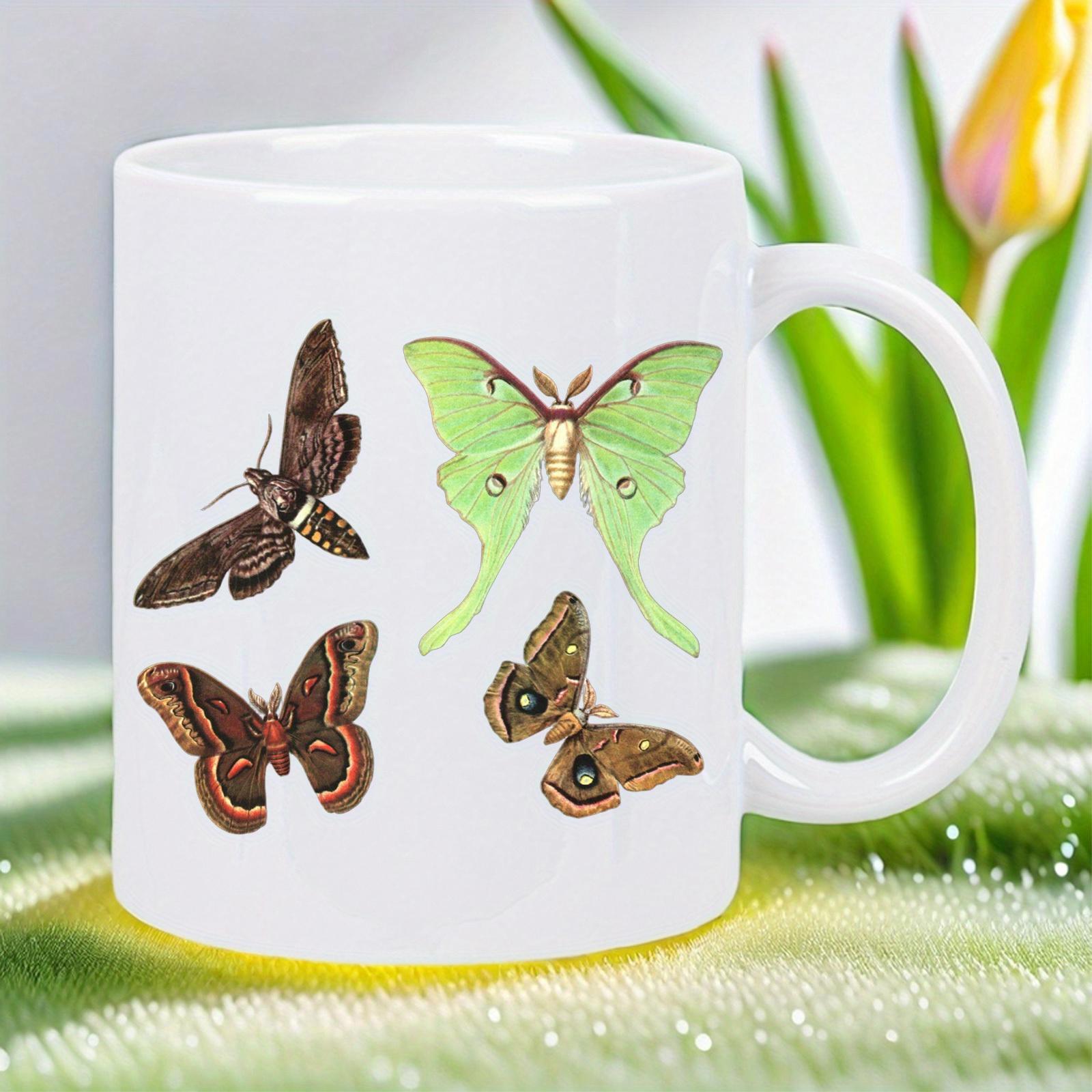 Tailorly White Ceramic 11 oz Mug - Vintage Style Naturalistic Illustrations Featuring Delicate Wings And Intricate Wing Patterns Butterfly