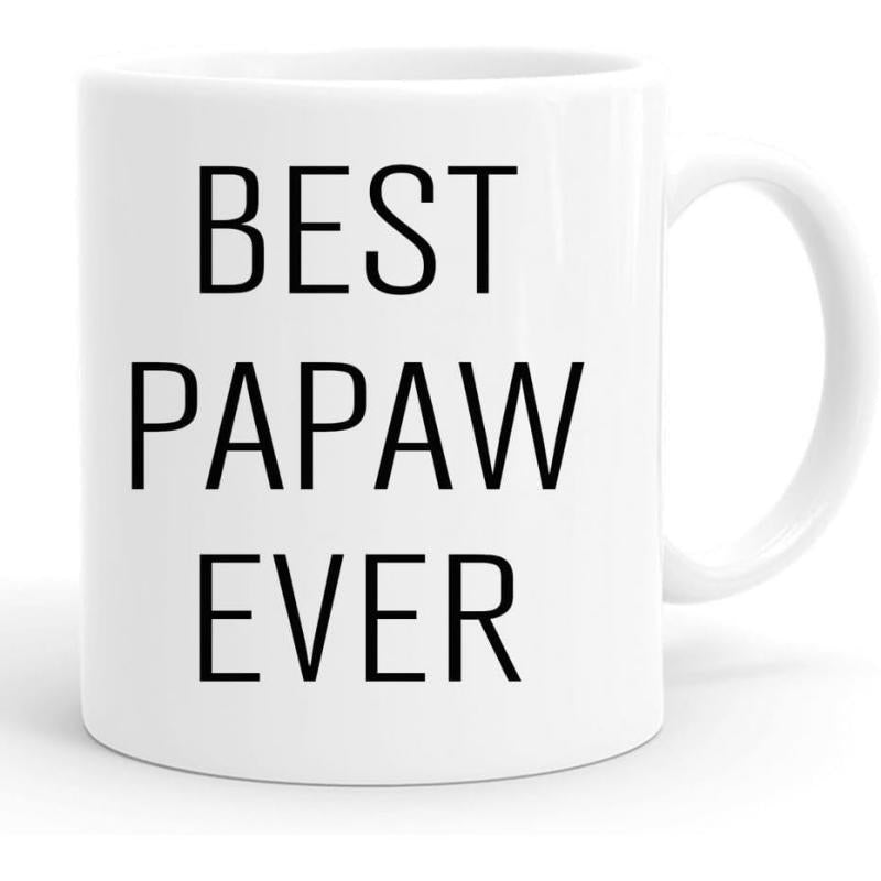 Tailorly White Ceramic 11 oz Mug - Best Papaw Ever Minimalist Modern Style With Bold Black Typography Printed On Smooth