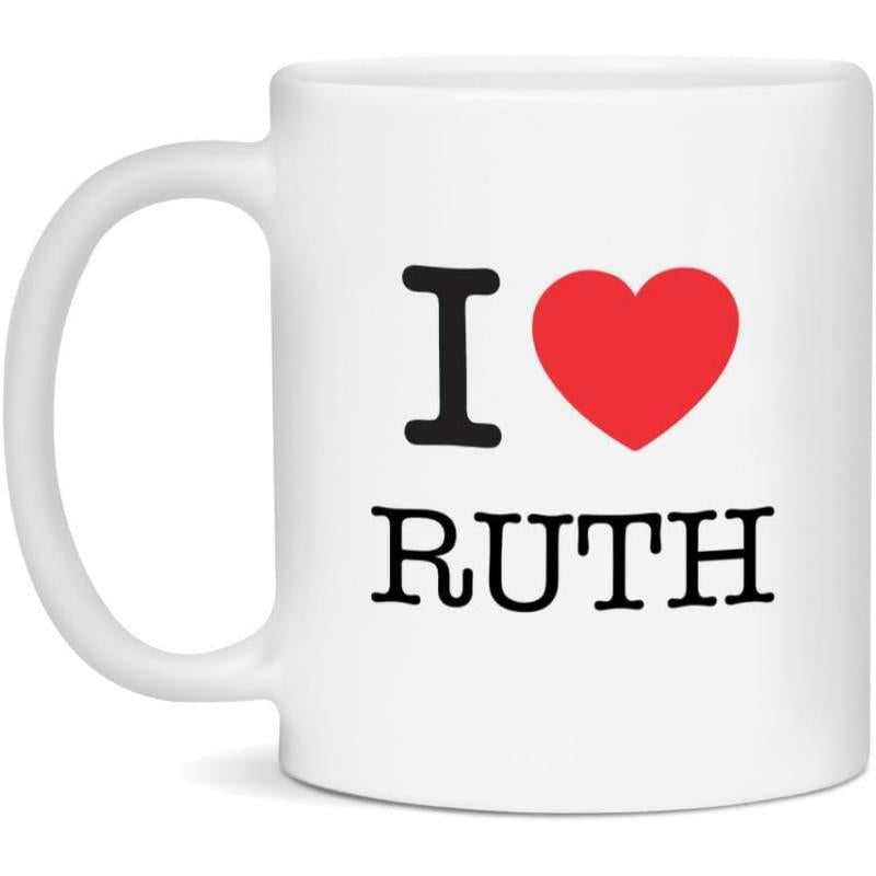 Tailorly White Ceramic 11 oz Mug - I Ruth Simple Layout Featuring A Vibrant Red Minimalist Graphic Heart
