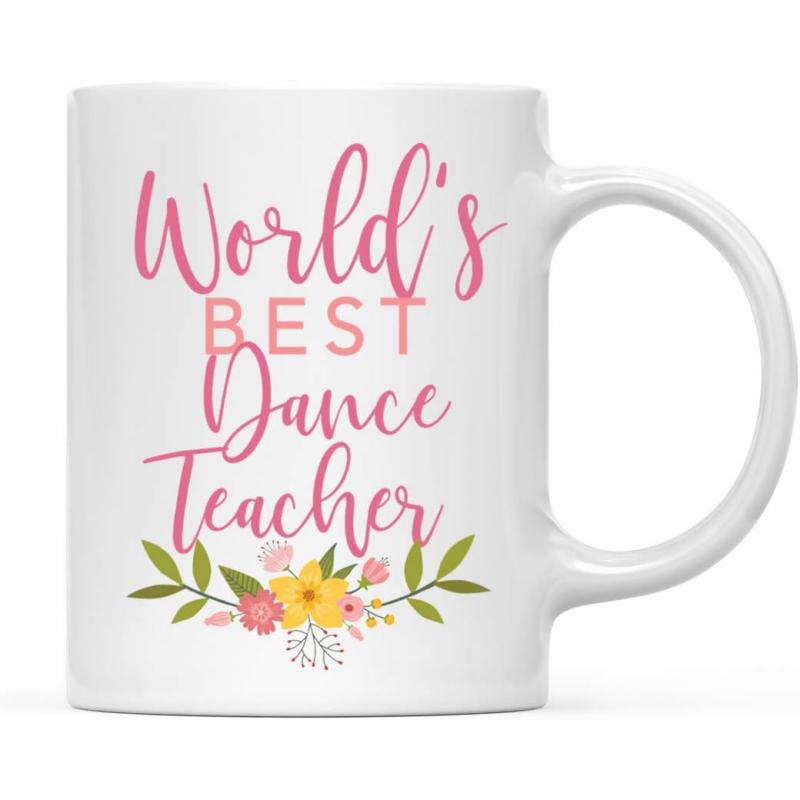 Tailorly White Ceramic 11 oz Mug - Worlds Best Dance Teacher Blooming Colorful Petals Surrounded By Elegant Green Leaves Bouquet