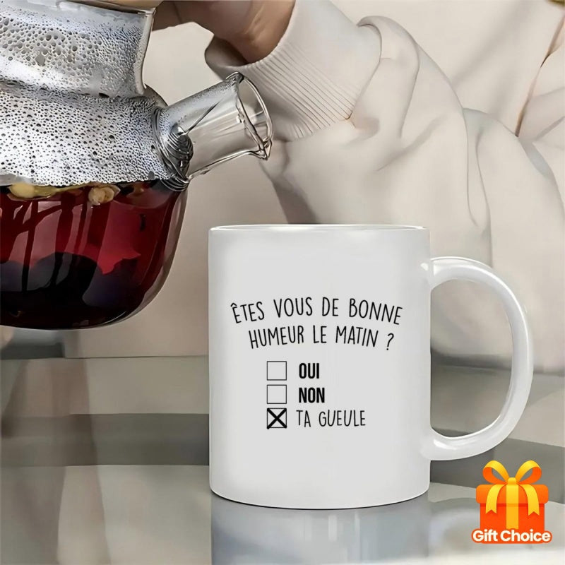 Tailorly White Ceramic 11 oz Mug - Minimalist White Ceramic Vessel Featuring A Humorous Checkbox List Pattern Mug