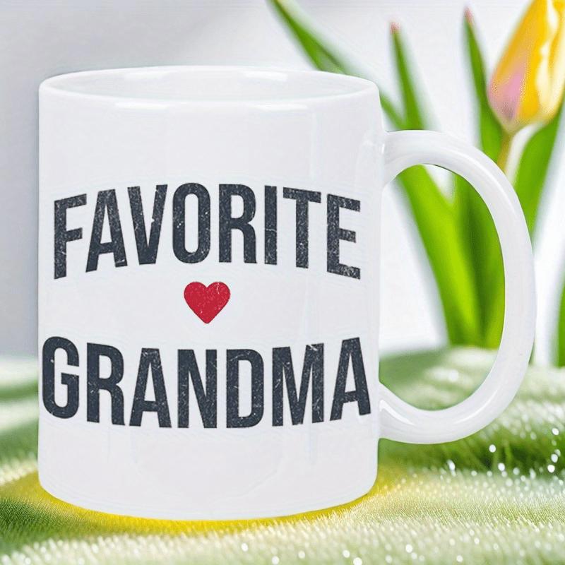 Tailorly White Ceramic 11 oz Mug - Favorite Grandma Simple Small Red Heart Between Weathered Black Text On