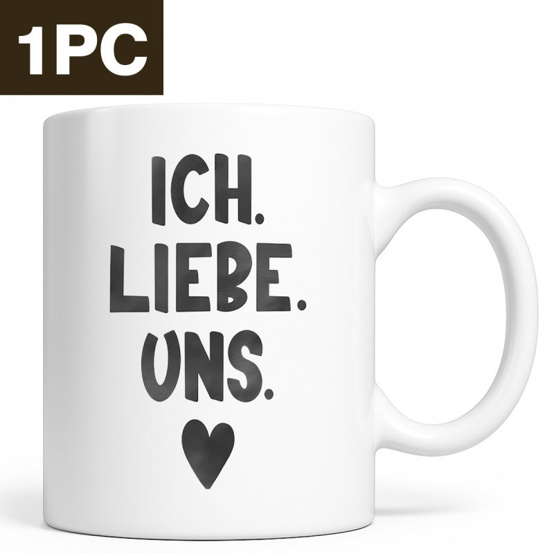 Tailorly White Ceramic 11 oz Mug - Solid Bold Black Heart Icon Centered On A Polished Ceramic Surface Heart