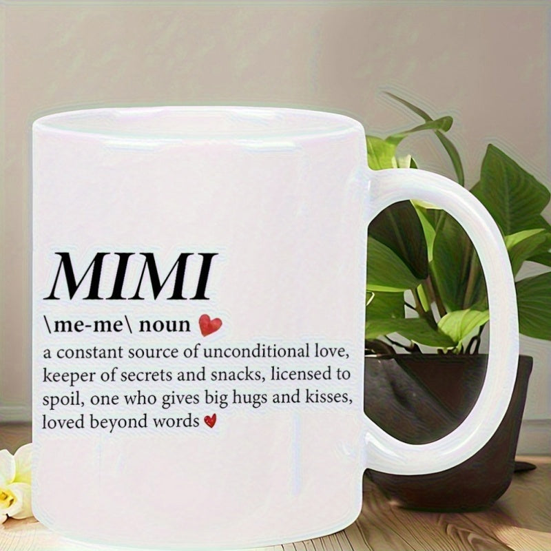 Tailorly White Ceramic 11 oz Mug - Mimi Unconditional Love Minimalist Dictionary Definition Layout With Two Delicate Small Red Hearts Mug
