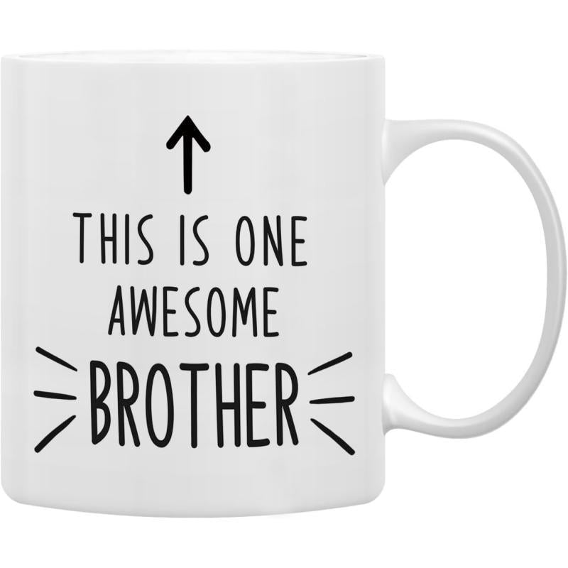 Tailorly White Ceramic 11 oz Mug - This Is One Awesome Brother Simple Black Arrow Pointing Upwards Accompanied By Decorative Side Lines Mug