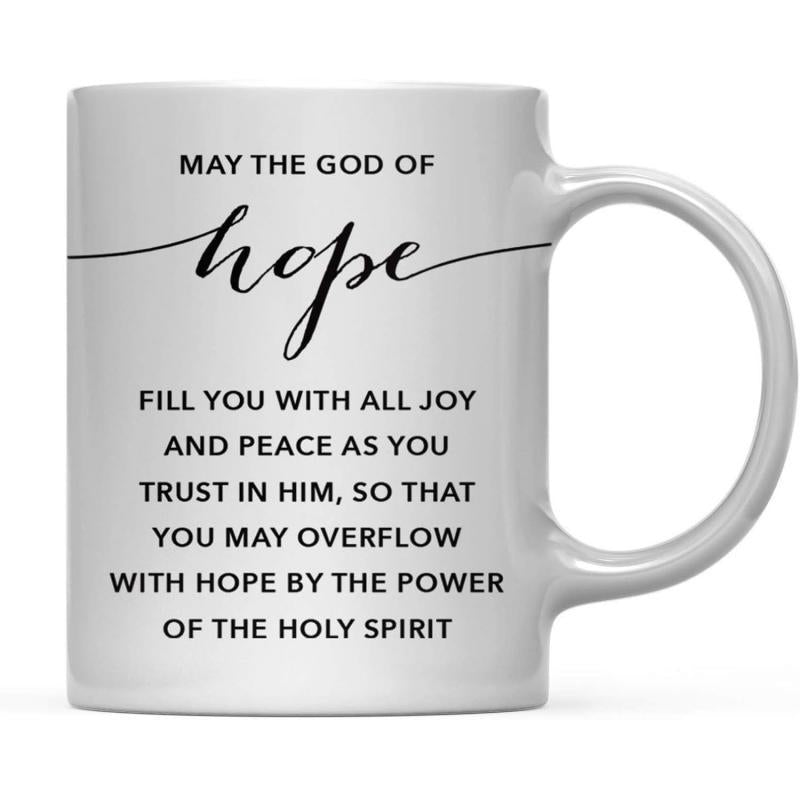 Tailorly White Ceramic 11 oz Mug - May The God Of Hope Minimalist Black Typography Printed On Smooth Surface Glossy Finished Ceramic Mug
