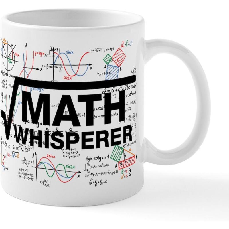 Tailorly White Ceramic 11 oz Mug - Math Whisperer Intricate Hand Drawn Mathematical Formulas With Colorful Geometry And Sine Wave Mug