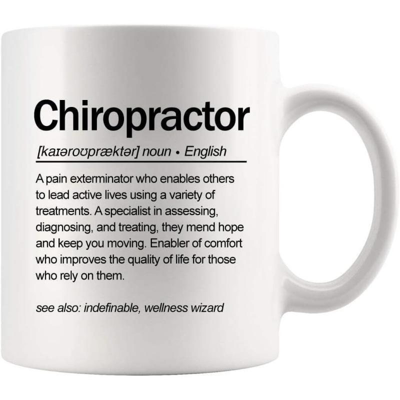 Tailorly White Ceramic 11 oz Mug - Chiropractor Pain Exterminator Wellness Wizard Minimalist Modern Dictionary Style Typography Printed On A Smooth Ceramic Mug