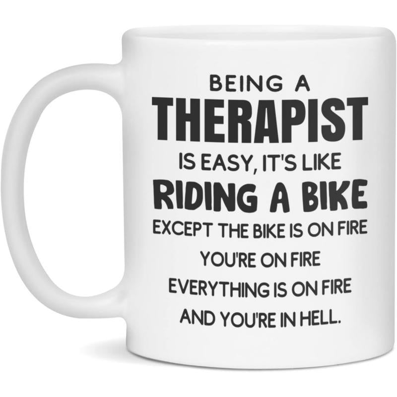 Tailorly White Ceramic 11 oz Mug - Being A Therapist Is Easy Bold Black Typography On A Clean Minimalist Ceramic Surface Mug