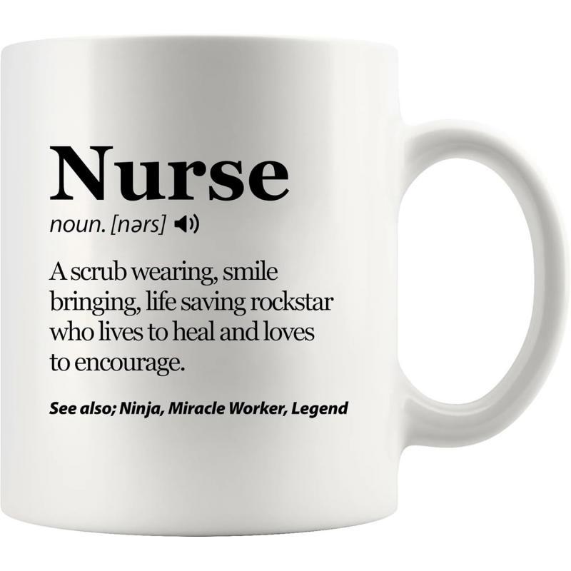 Tailorly White Ceramic 11 oz Mug - Nurse Noun Rockstar Definition Minimalist Black Dictionary Definition Layout On Smooth White Polished Ceramic Mug