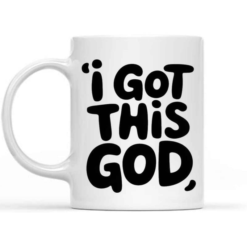 Tailorly White Ceramic 11 oz Mug - I Got This God Bold Black Rounded Minimalist Typography Standing Out Against A White Background Mug