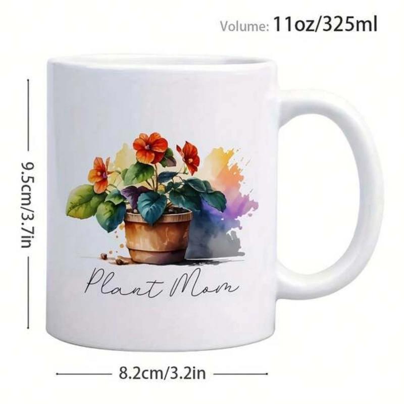 Tailorly White Ceramic 11 oz Mug - Plant Mom Vibrant Orange Flowers Blooming In A Rustic Terracotta Ceramic Flowerpot