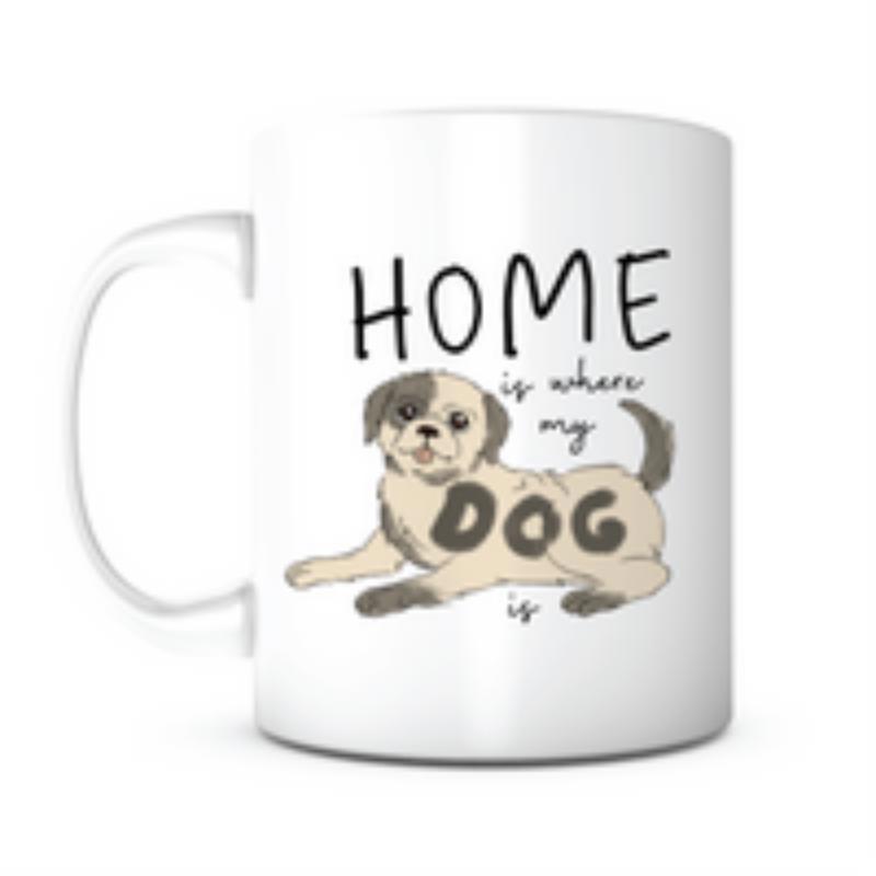 Tailorly White Ceramic 11 oz Mug - Home Is Where My Dog Is Sweet Resting Puppy With A Soft Brown Coat And Calm Expression Dog